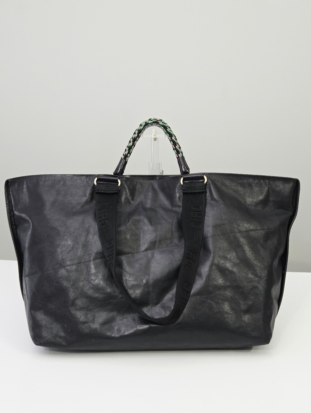 EXCELLENT CLARE V GRANDE BATEAU TOTE BAG - BLACK - Picture 8 of 9